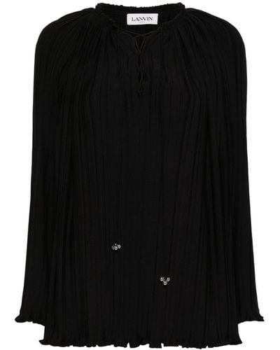 Lanvin Long-sleeve Pleated Blouse - Black