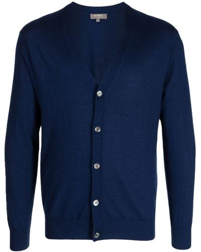 N.Peal Cashmere Fine Gauge Knitted Cardigan - Blue