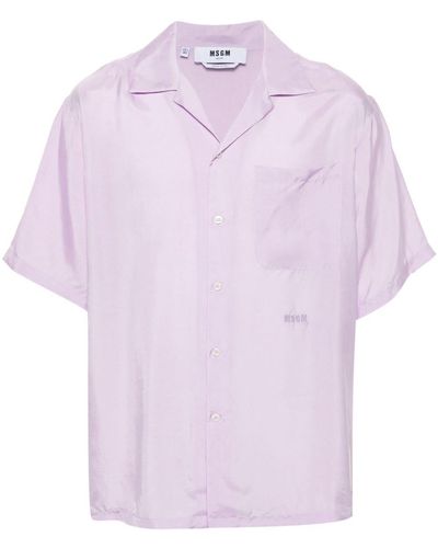 MSGM Logo-embroidered Short-sleeved Shirt - Pink