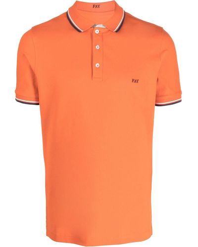 Fay Embroidered-logo Polo Shirt - Orange