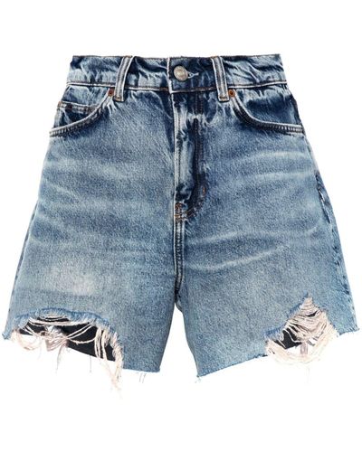 Reformation Jeans-Shorts mit Acid-Wash-Effekt - Blau