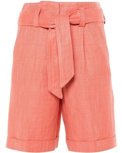 Peserico Melierte Shorts aus Leinen - Pink