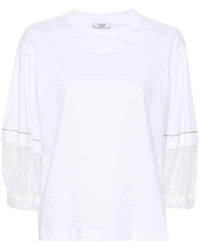 Peserico T-Shirt mit Spitze - Weiß