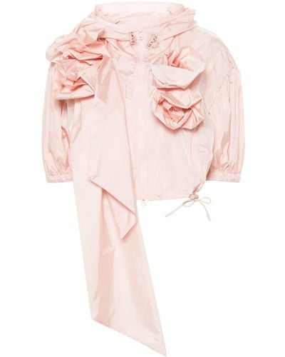 Simone Rocha Floral-Appliqué Cropped Jacket - Pink