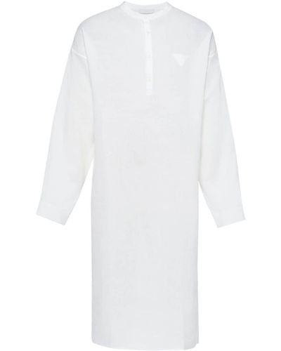 Prada Triangle-logo Linen Shirt - White