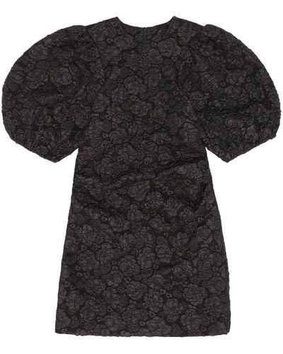 Ganni Short-sleeve Jacquard Minidress - Black