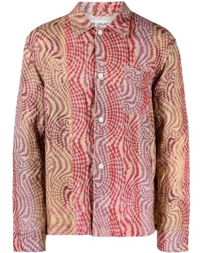 Our Legacy Abstract-pattern Embroidered Shirt - Pink