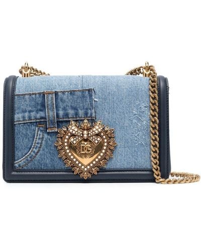Dolce & Gabbana Borsa a spalla con placca logo - Blu