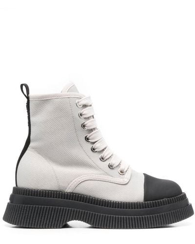 Ganni Creepers Lace-up Ankle Boots - Gray