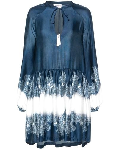 ERMANNO FIRENZE Lace-print Mini Dress - Blue