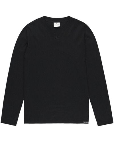 Courreges Logo-embroidered Cotton T-shirt - Black