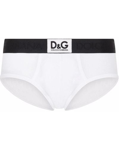 Dolce & Gabbana Brandon Slip mit Logo-Patch - Weiß
