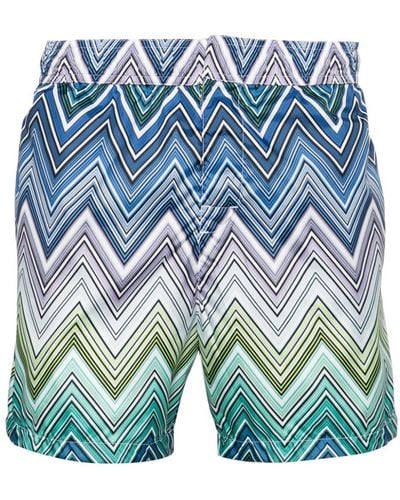 Missoni Zigzag-print Swim Shorts - Blue