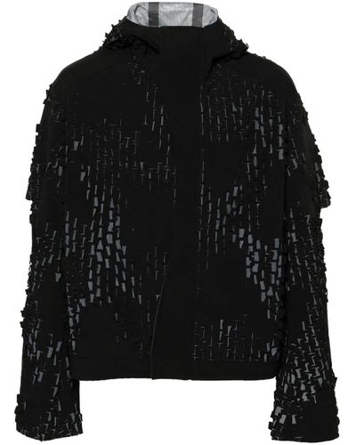 HELIOT EMIL Morphogens Kapuzenjacke mit Laser-Cut-Muster - Schwarz