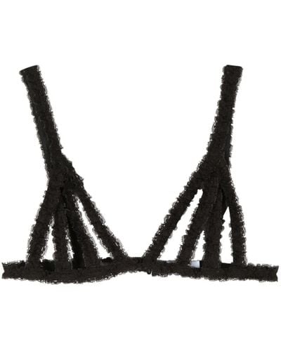 VAQUERA Open-knit Cage Bra Top - Black