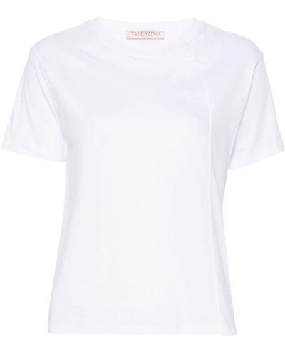 Valentino Garavani Floral-appliqué cotton T-shirt - Weiß