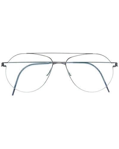 Lindberg Narrow Rimmed Aviator Style Glasses - Metallic