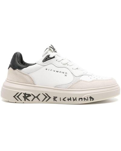 John Richmond Panelled Leather Trainers - White