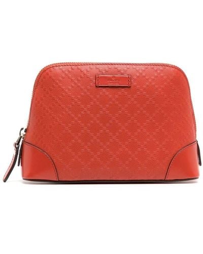 Gucci Embossed Logo-patch Makeup Bag - Red
