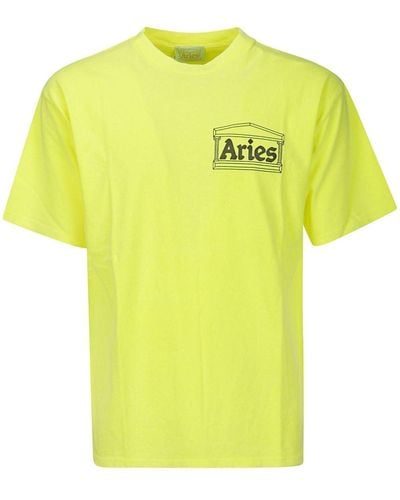 Aries Logo-print Cotton T-shirt - Yellow