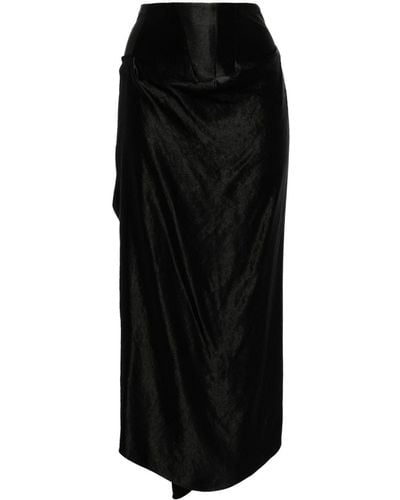 A.W.A.K.E. MODE High-waisted Satin Midi Skirt - ブラック