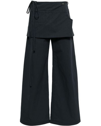 Low Classic Layered Wide-leg Trousers - Blue