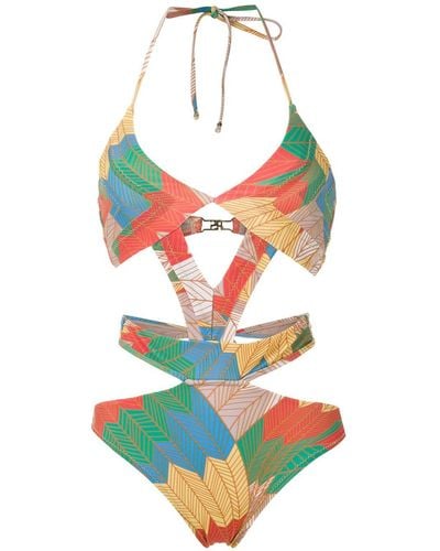 Amir Slama Printed Cut Out Swimsuit - Multicolor