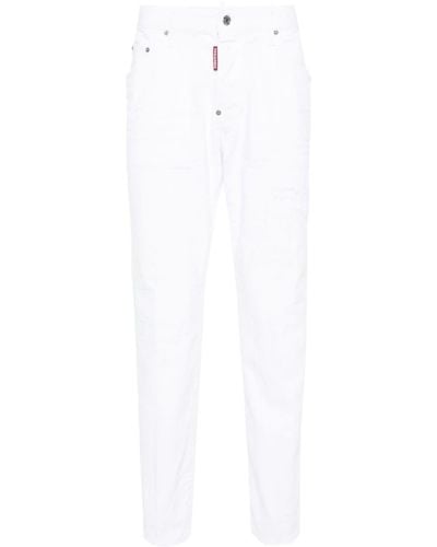 DSquared² Halbhohe White Bull Skater Slim-Fit-Jeans - Weiß