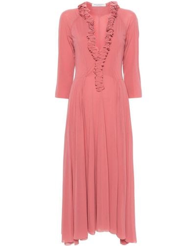 Philosophy Di Lorenzo Serafini Ruffled Textured Midi Dress - Pink