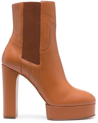 Casadei Betty 125mm Leather Ankle Boots - Brown