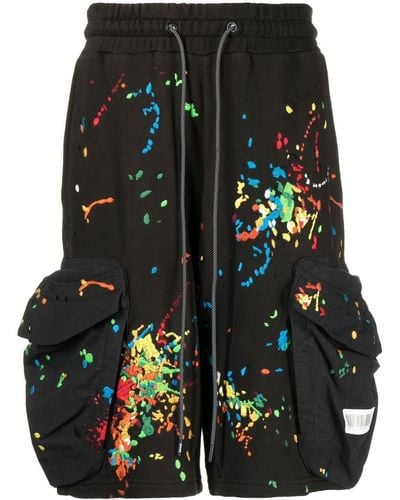 Mostly Heard Rarely Seen Paint-embroidered Cargo Shorts - Black