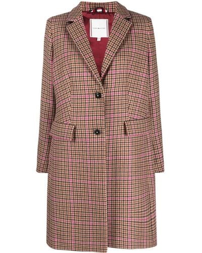 Tommy Hilfiger Plaid-patterned Single-breasted Coat - Brown