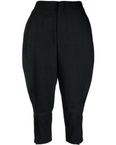 Comme des Garçons Concealed-fastening Wool Cropped Pants - Black