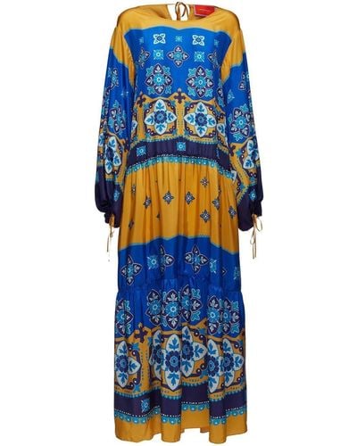 La DoubleJ Silk Vesta Maxi Dress - Blue