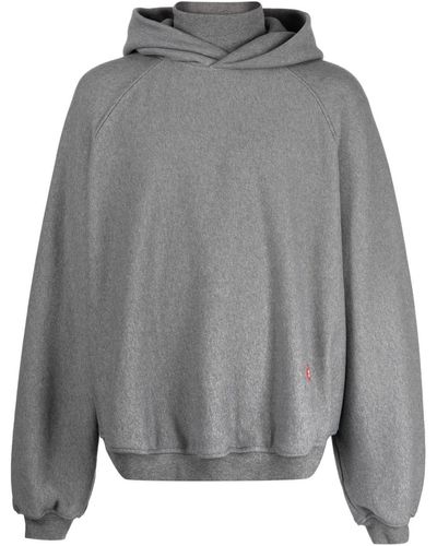 Alexander Wang Logo-appliqué Fine-knit Hoodie - Grey