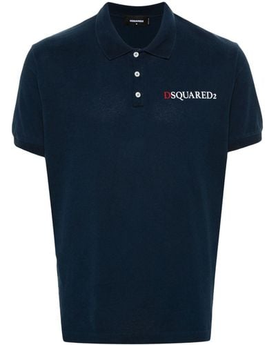 DSquared² Logo-print Cotton Polo Shirt - Blue