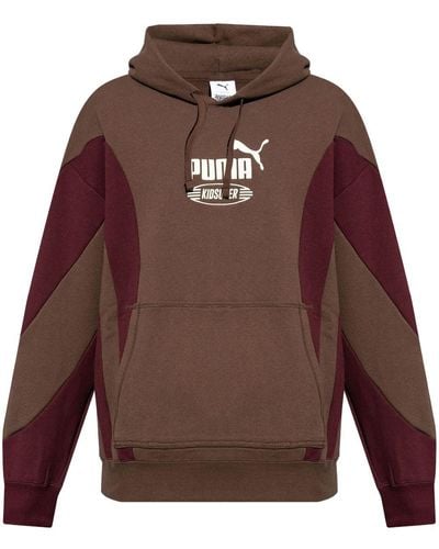 PUMA Panelled logo-print hoodie - Rot