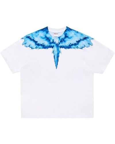 Marcelo Burlon Katoenen T-shirt Met Vleugelprint - Blauw