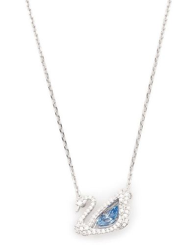 Swarovski Chaîne à pendentif logo orné de cristaux - Bleu