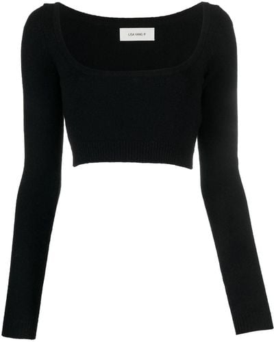 Lisa Yang Cropped Cashmere Top - Black