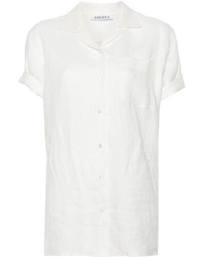 Amotea Short-sleeve Linen Shirt - White