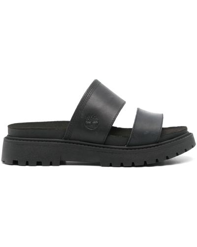 Timberland Leren Sandalen Met Logo-reliëf - Zwart