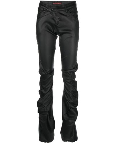 OTTOLINGER Asymmetric Ruched Slim-cut Pants - Black