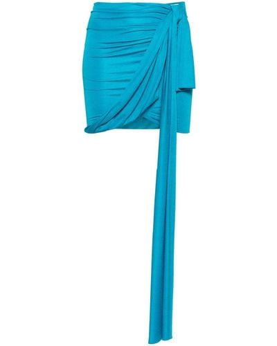 Blumarine Jersey Skirt With Drapes - Blue