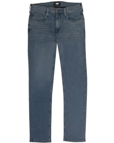 PAIGE Halbhohe Straight-Leg-Jeans - Blau
