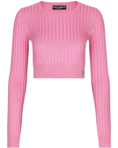 Dolce & Gabbana Dg-plaque Cropped Top - Pink