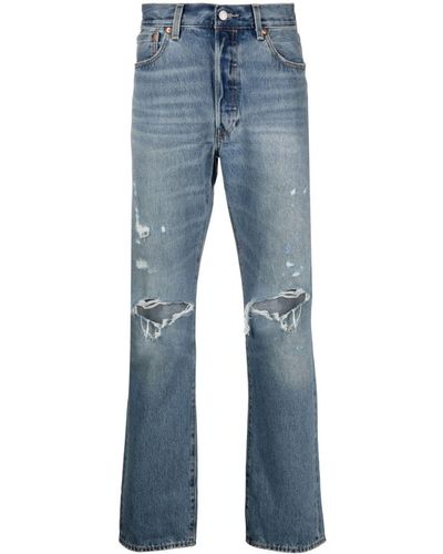 Levi's Gerade Jeans im Distressed-Look - Blau