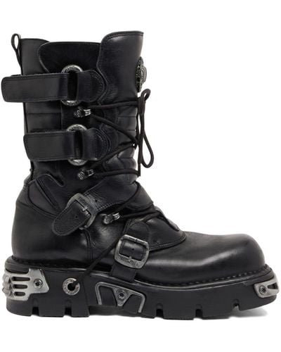 Rabanne X New Rock Buckled Leather Boots - Black