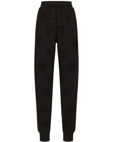 Dolce & Gabbana Logo-embroidered Drawstring-waistband Track Pants - Black