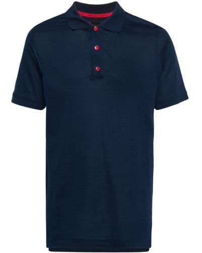 Kiton Piqué-weave Cotton Polo Shirt - Blue